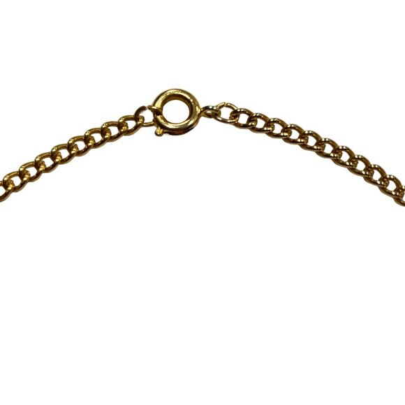 Vintage 60s 70s Agate Gold Tone Statement Necklace Boho Retro Large Cabochon 23” - Picture 8 of 10